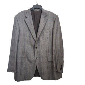 CANALI Silk Wool Glen Plaid Sport Coat Blazer Men’s 40 Made In Italy‎ Brown FLAW